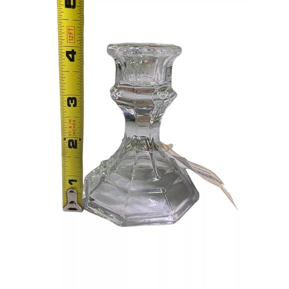 Taper Candle Holders Set Of 2 Clear Glass Candlestick Holder 4” Tall NEW NWT - Picture 8 of 10